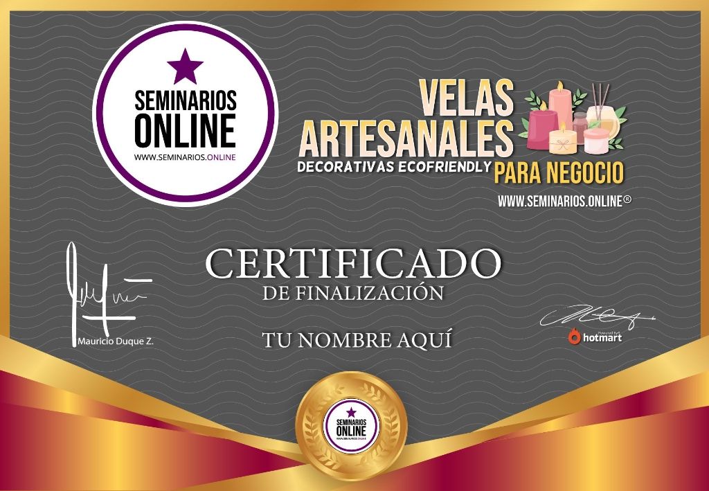 Certificado Velas Artesanales decorativas como negocio