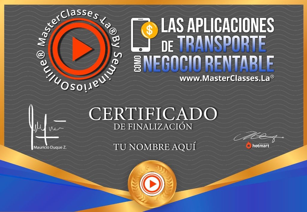 Certificación Las Aplicaciones de Transporte como Negocio Rentable