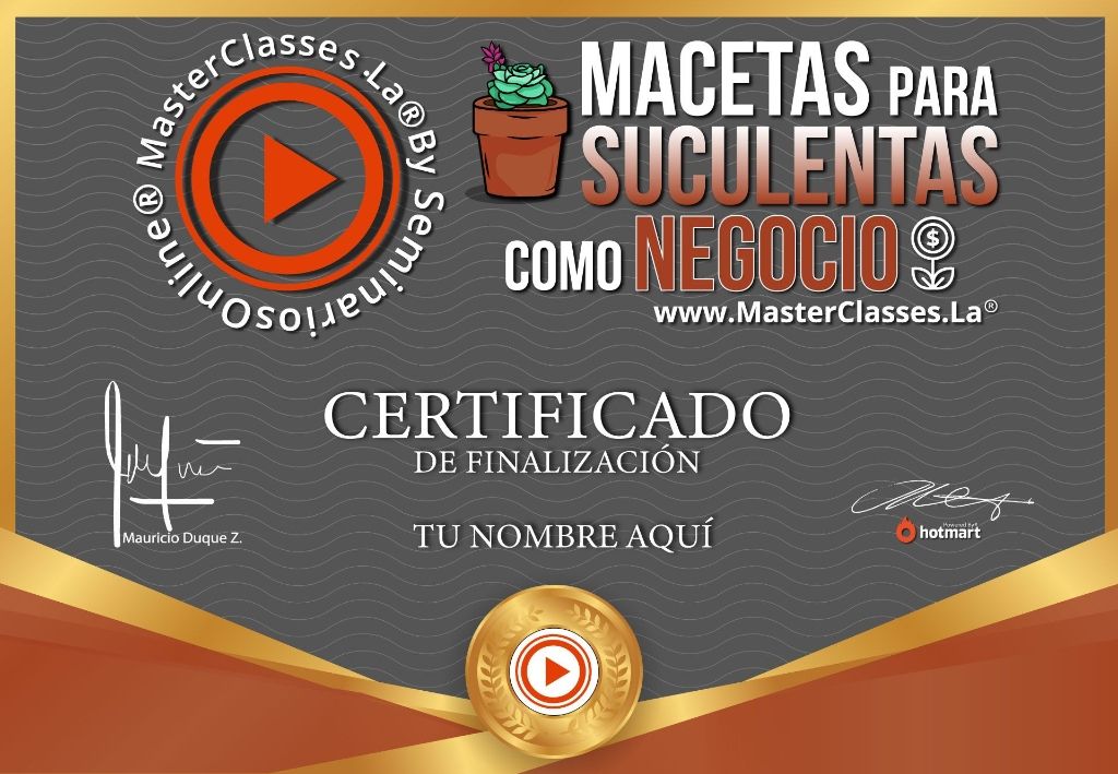 Certificado Macetas para Suculentas como idea de Negocio