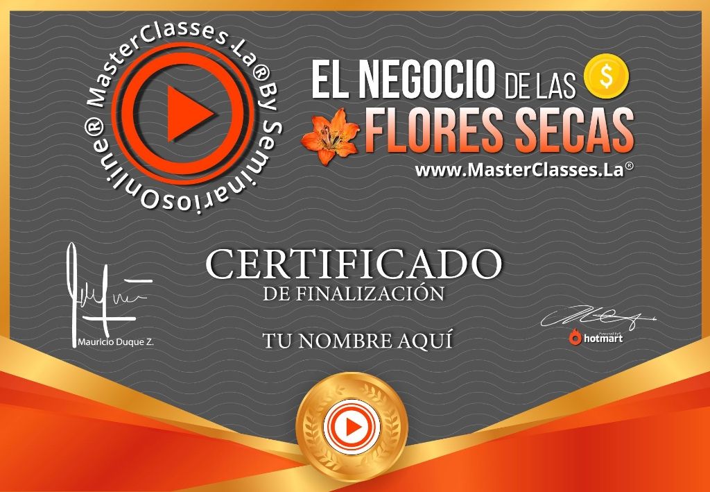 Certificado El negocio de las Flores Secas