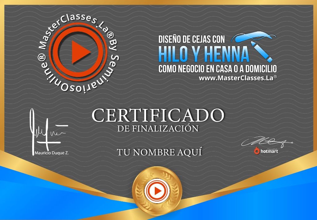 Certificado Diseño de Cejas con Hilo y Henna como Negocio en Casa o a Domicilio