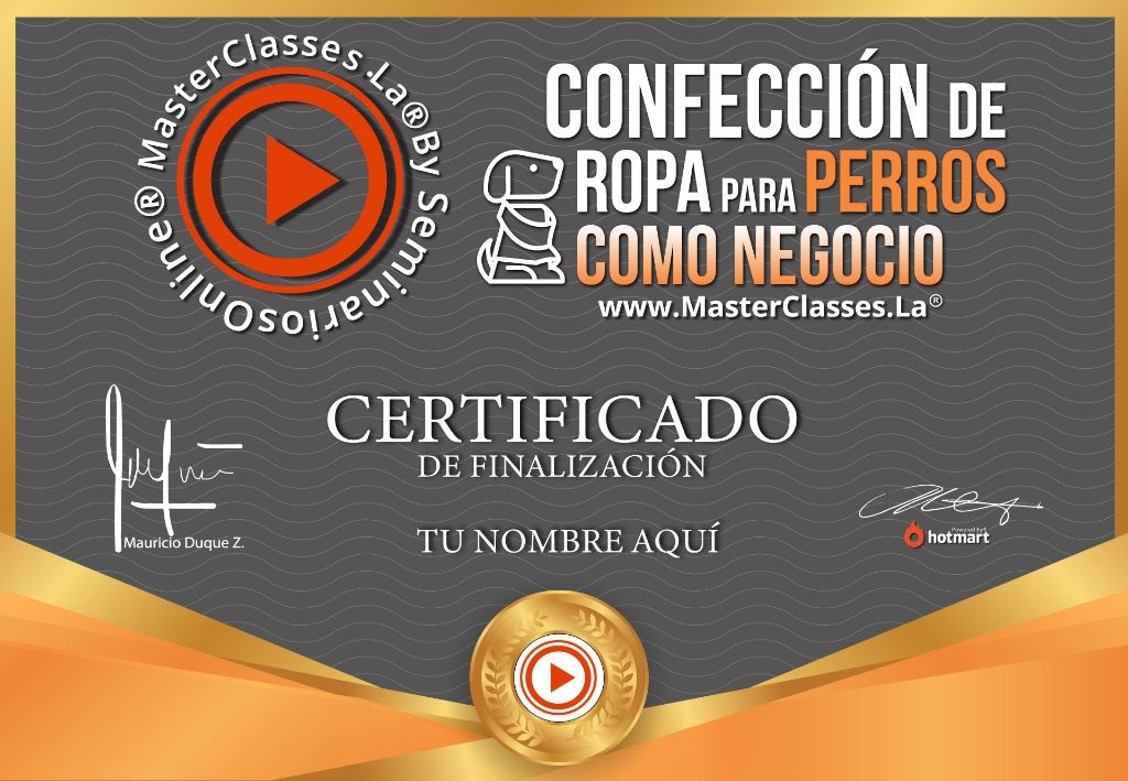 Certificado Confección de Ropa para Perros como Negocio