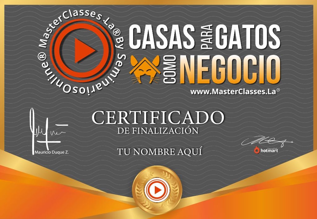 Certificado Casas para Gatos como Negocio