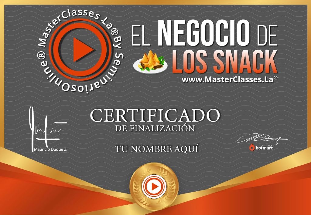 Certificado El Negocio de los Snacks