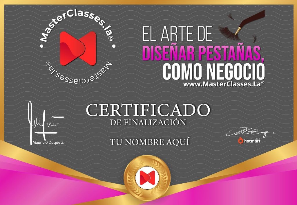 Certificado finalizado de El Arte de Diseñar Pestañas como Negocio
